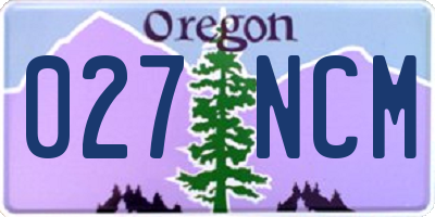 OR license plate 027NCM