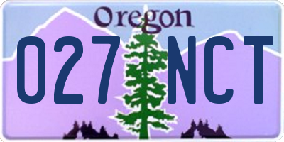 OR license plate 027NCT