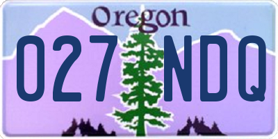 OR license plate 027NDQ