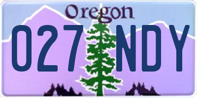 OR license plate 027NDY