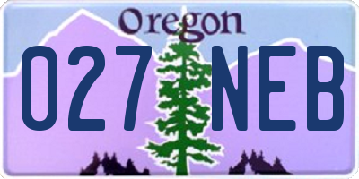 OR license plate 027NEB