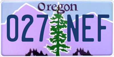 OR license plate 027NEF