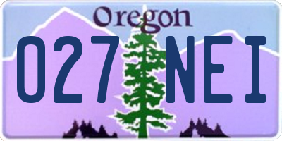 OR license plate 027NEI