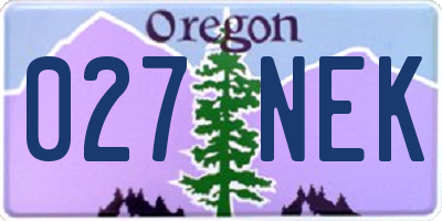 OR license plate 027NEK