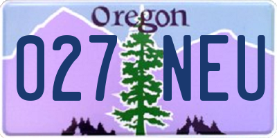 OR license plate 027NEU