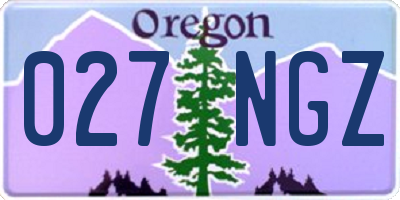 OR license plate 027NGZ