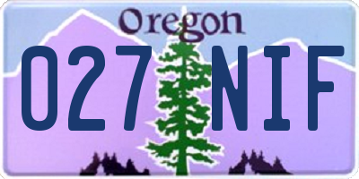 OR license plate 027NIF