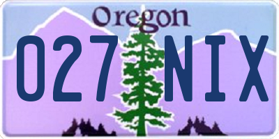 OR license plate 027NIX
