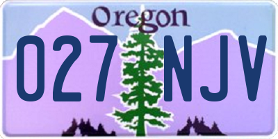 OR license plate 027NJV