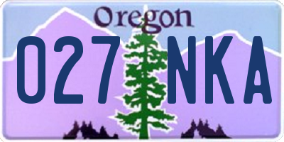 OR license plate 027NKA
