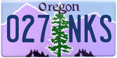 OR license plate 027NKS