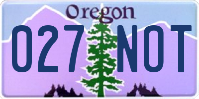 OR license plate 027NOT
