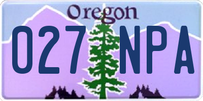 OR license plate 027NPA