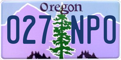 OR license plate 027NPO