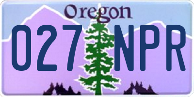 OR license plate 027NPR