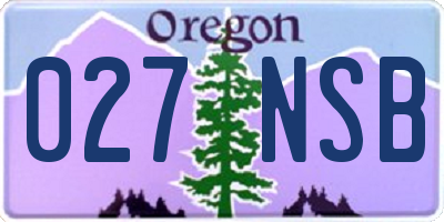 OR license plate 027NSB