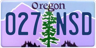 OR license plate 027NSD