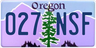 OR license plate 027NSF