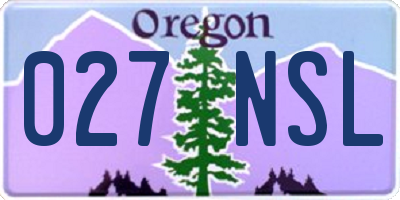 OR license plate 027NSL