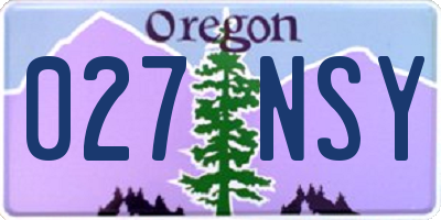 OR license plate 027NSY