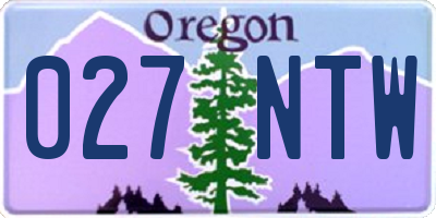 OR license plate 027NTW