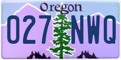 OR license plate 027NWQ