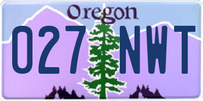 OR license plate 027NWT
