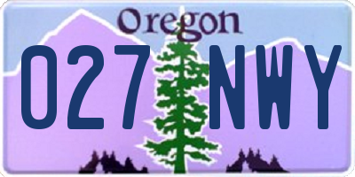 OR license plate 027NWY