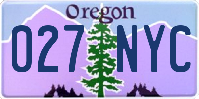 OR license plate 027NYC