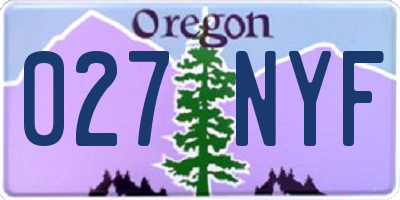 OR license plate 027NYF