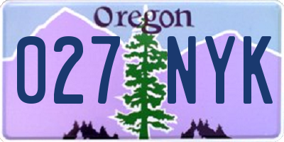 OR license plate 027NYK