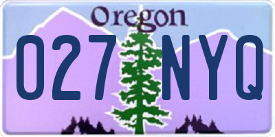 OR license plate 027NYQ