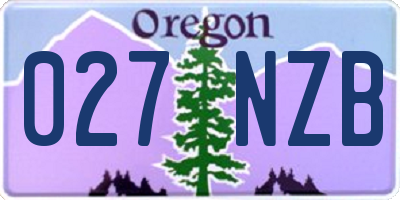 OR license plate 027NZB