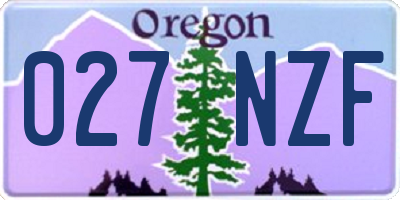 OR license plate 027NZF