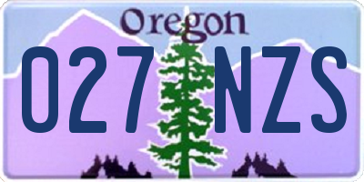 OR license plate 027NZS