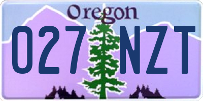 OR license plate 027NZT