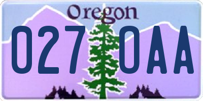 OR license plate 027OAA