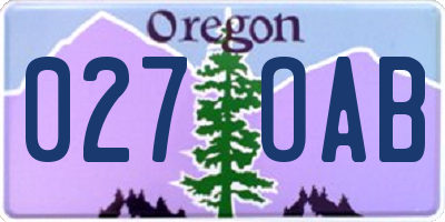 OR license plate 027OAB