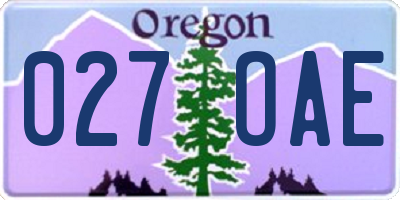 OR license plate 027OAE