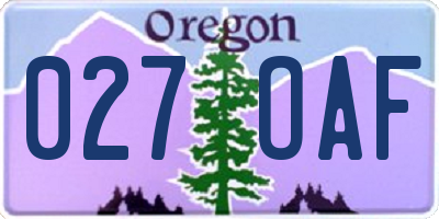 OR license plate 027OAF