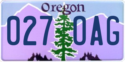 OR license plate 027OAG