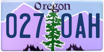OR license plate 027OAH