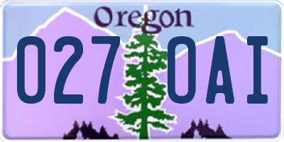 OR license plate 027OAI