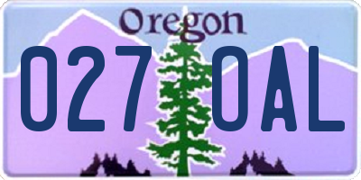 OR license plate 027OAL