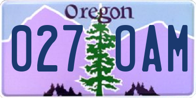OR license plate 027OAM