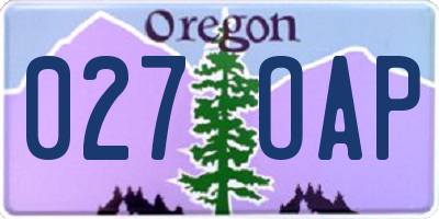 OR license plate 027OAP