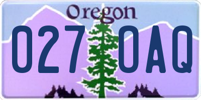 OR license plate 027OAQ