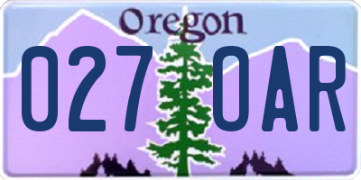 OR license plate 027OAR