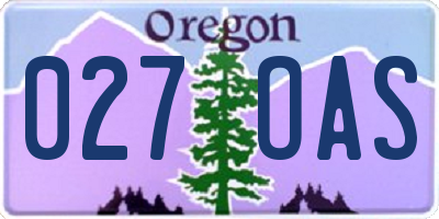 OR license plate 027OAS