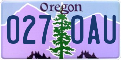 OR license plate 027OAU